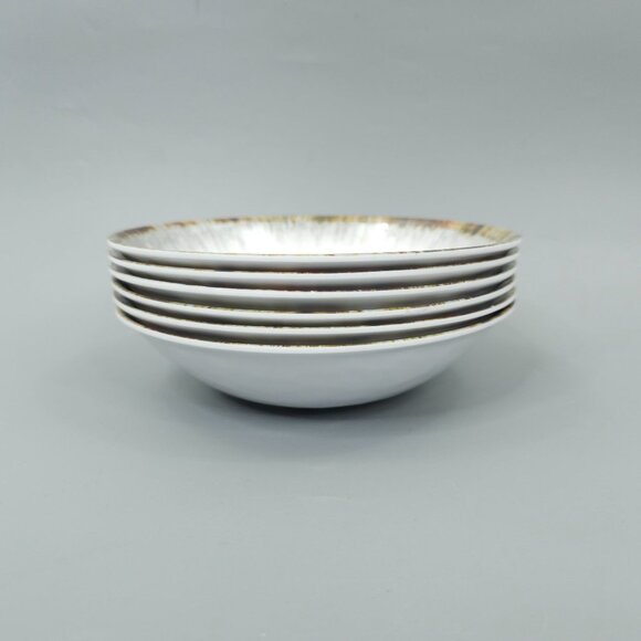 Tommy Bahama Melamine Soup Salad Bowls Oyster Shell Pearl Pattern White Brn Gray - Picture 2 of 12